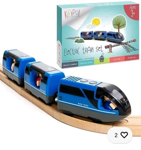Juego de tren de juguete locomotora de acción a pilas para vías de tren de madera, (Magne - Imagen 1 de 10