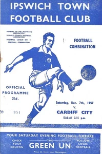 IPSWICH TOWN RESERVES V CARDIFF CITY RESERVES ~ 7 DECEMBER 1957 - Picture 1 of 1