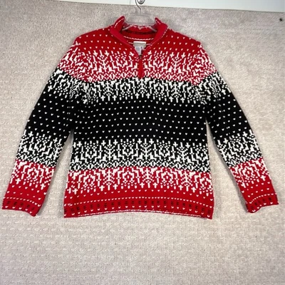 Suéter Nórdico COLDWATER CREEK Talla S Fair Isle Tejido 1/4 Cremallera Pullover Rojo Negro Foto 1 de 4