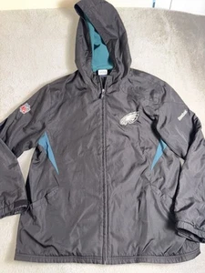 Philadelphia Eagles Jacket Men’s Large Black Teal Reebok On Field NFL Full Zip - Picture 1 of 14