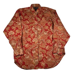 Vtg 90s Ralph Lauren Womens Paisley Shirt Size 8 Button Graphic Multicolor Red - Picture 1 of 14