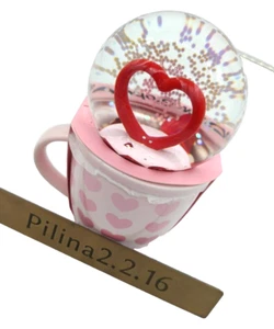 Starbucks Valentine 2021 Snow Globe & Mug Heart 89ml Japan Limited Pink Neu - Bild 1 von 8