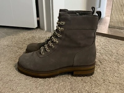 Cecilia New York Chance Hiker Boots Gray Suede Leather 8M - Image 1 of 4