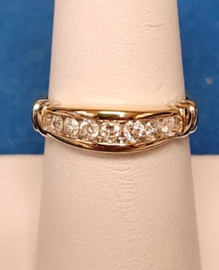 14K Yellow Gold Diamond Band Ring w/Side Bars - 3.7g - Sz  7 - Keepsake - Picture 1 of 10