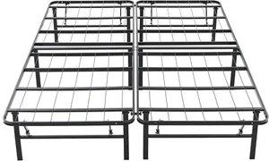 Folding Metal Bed Frame, 14" Platform Mattress Foundation, No Box Spring Needed, - Picture 1 of 9