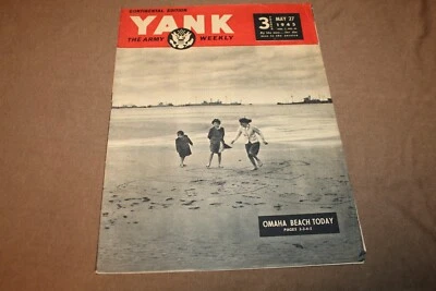 Original WW2 U.S. Army "YANK" Magazine w/Omaha Beach Front Cover, 1945 d. - Image 1 of 4