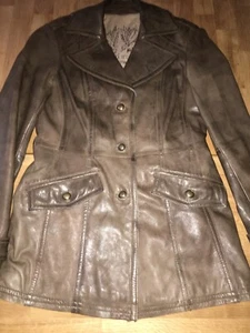 Lederjacke, Echtleder, Gr. 34 braun, 2 Innentaschen, 2 Außen, Kragen, Vintage, - Bild 1 von 23