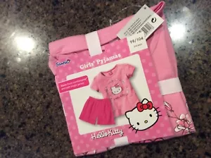 GIRLS PRETTY PINK HELLO KITTY FLORAL PYJAMAS ( NEW ) - Picture 1 of 2