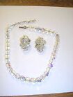 Vintage Sparkling Aurora Borelis Crystal Beaded Necklace &amp; Matching Earrings
