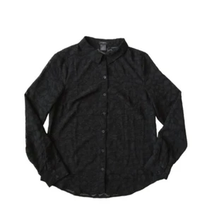 Ann Taylor Black Sheer Animal Print Lightweight Button Up Blouse Women's Size 8 - Picture 1 of 12
