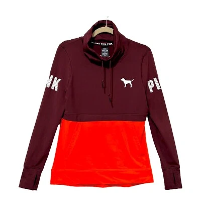 Victoria's Secret ROSA Ropa Activa Sudadera S Granate Naranja Logo Perro PEQUEÑO DEFECTO Foto 1 de 4