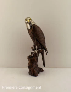 Elli Malevolti Falcon Eagle Sculpture Silver Head/Feet: Business Gift from Sheik - Picture 1 of 12