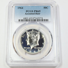 1964 P PCGS PR65 - SILVER Kennedy Half Dollar ACCENTED HAIR 50c US Coins #46146A