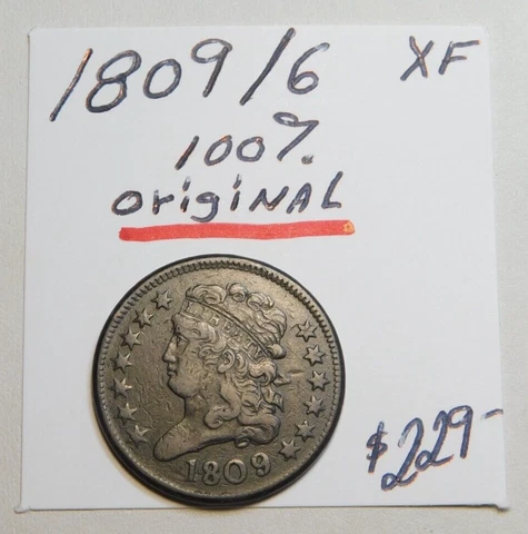 UNUSUAL! 1809 /6 100% CHOCOLATE BROWN ORIGINAL HALF CENT !!!!!!!!!!!!!!!!!!!!!!⭐ Cover
