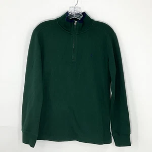 Polo Ralph Lauren Sweater Boys Large L Green 100% Cotton Zip Pullover Preppy - Picture 1 of 14