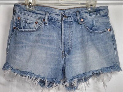 Pantalones Cortos de Jean Levi's 501 Para Mujer 30 Denim Corte Botón Mosca Tiro Medio Lavado Ligero Foto 1 de 4