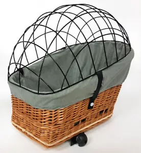 Fahrradkorb für Gepäckträger aus Weide mit Gitter XL 56x36 cm (N-S) + Kissen + E - Bild 1 von 6