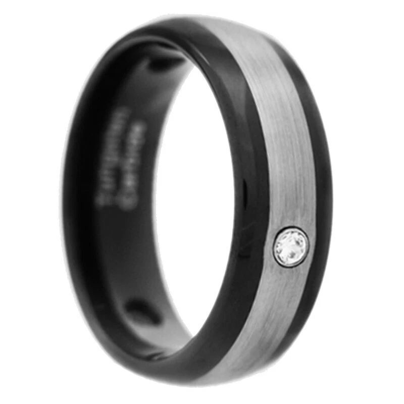 8 毫米 3 石硬质合金结婚戒指 尺寸 8-12 — 第 1/1 张图片