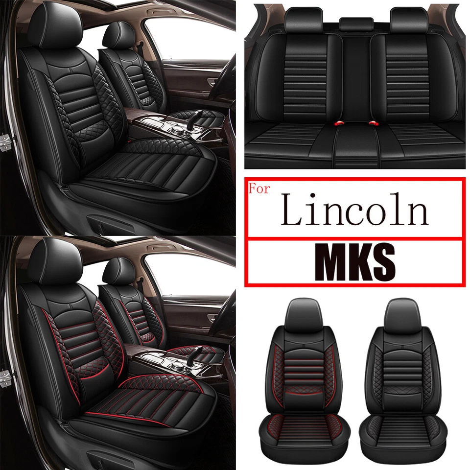 Car 2/5 Seat Covers Fuax Leather For Lincoln MKS 2009-2016 Protector Pad Black Foto 1 de 1