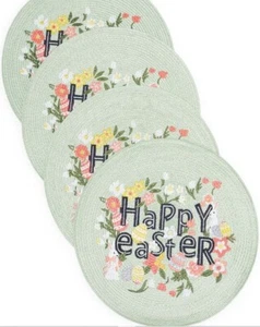 Set of 4 Same Round Polypropylene Placemats (15") HAPPY EASTER THEME, Coterie - Picture 1 of 11