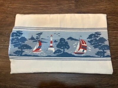 Nautical sailboat lighthouse red white blue pillow cover 11x16 reverses  Foto 1 de 2