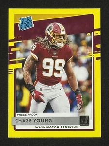 Chase Young 2020 Donruss Rated Rookie Yellow Press Proof Parallel WFT Ohio State - Picture 1 of 2