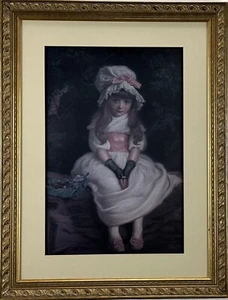 Vestido blanco Sir John Everett Millais estampado maduro cereza enmarcado mate niña - Imagen 1 de 13