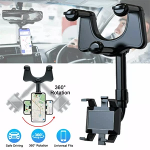 360° Car Phone Holder Rotatable And Retractable Rearview Mirror Mount Univers-mx - Photo 1/11