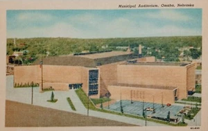 Omaha Nebraska Municipal Auditorium Postcard-c1956-Curteich-Aerial-Unposted - Picture 1 of 6