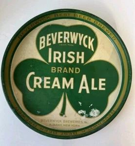 1940s Beverwyck Brewery Irish Cream Ale Beer Tray Albany NY Green Shamrock - Picture 1 of 6