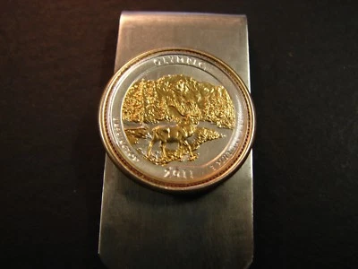 OLYMPIC WASHINGTON  GOLD  SILVER COIN JEWELRY EMBOSSED HIGH FINE GRADE   - Image 1 of 4