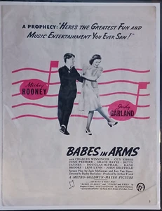 Anuncio impreso de película Babes in Arms 1939 comedia MGM de 1930 Mickey Rooney Judy Garland - Imagen 1 de 1