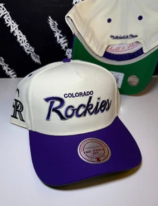 NWT Mitchell & Ness Colorado Rockies Retro Script Logo A-FRAME Snapback Hat - Picture 1 of 3