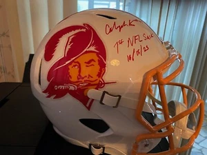 CALIJAH KANCEY SIGNED TAMPA BAY BUCCANEERS BUCCO BRUCE REPLICA HELMET SCRIPT JSA - Picture 1 of 4