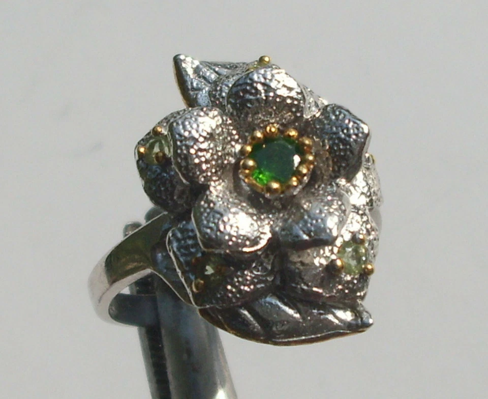 CeS Ring Blume, Blüte, Peridot und Chromdiopsid, Chrom Diopsid - Bild 1 von 1