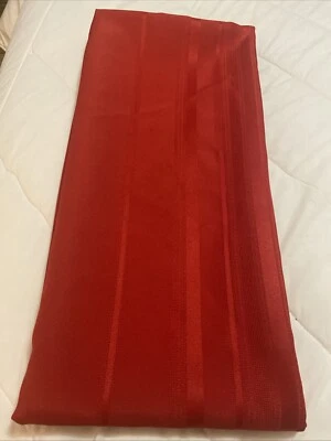 Tablecloth: Red On Red Linen Look-Satin Stripe: Oval 60” X 84”. Hangs nicely - Image 1 of 4