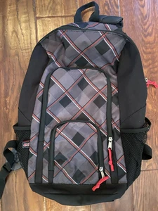 EastSport Backpack Black & Gray with Red Accents Plaid | Approx 20" x 14" - Picture 1 of 4
