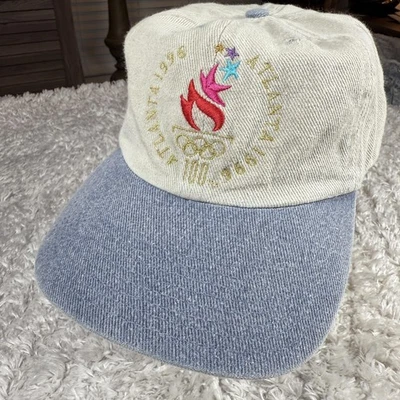 Vintage Atlanta 1996 Olympics Hat Cap Strap Back White Blue Starter Mens 90s - Image 1 of 4