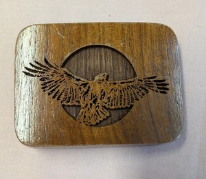Vintage Laser Cut Wood Belt Buckle Made by Laserctaft Signed Made in USA - Picture 1 of 4
