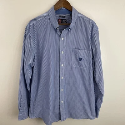 Chaps Easy Care Shirt Mens XL Blue Striped Long Sleeve Button Down Classic - Image 1 of 4