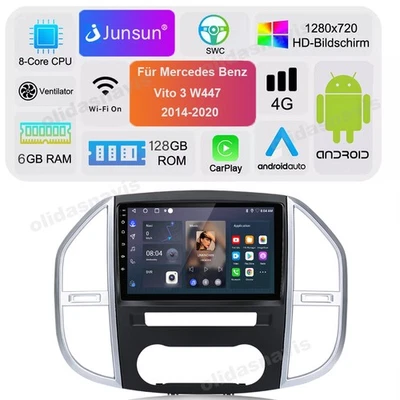 6+128GB Android Carplay GPS Autoradio BT Für Mercedes Benz Vito 3 W447 2014-2020 - Bild 1 von 4