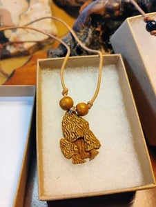 Morel Mushroom Carved Antler Necklace Mushrooms Deer Carving Horn Bonecarver !! - Picture 1 of 4