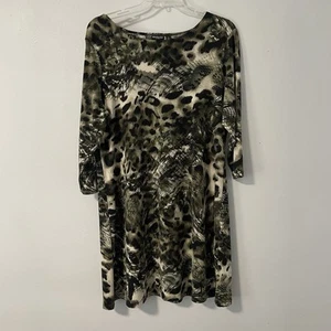 Vestido tejido con estampado animal estilo sin esfuerzo de CitiKnits 3/4 Slv hasta la rodilla XL - Imagen 1 de 6