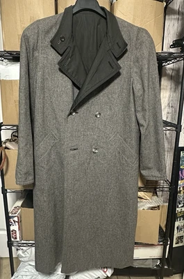 Vintage Aquascutum Reversible Trench Wool Coat Jacket Size 14 Large Gray Black - Image 1 of 4