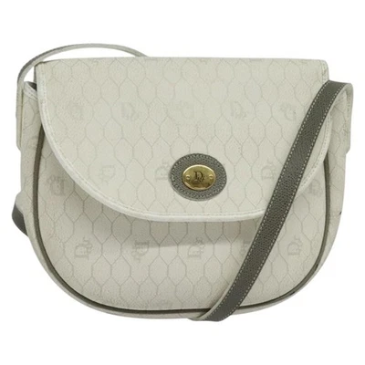 Christian Dior Honeycomb Canvas Shoulder Bag PVC White Gold Auth 142253 - Imagem 1 de 4