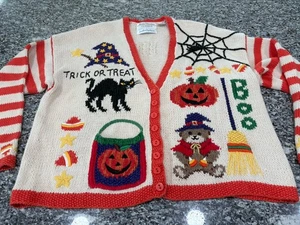 Cardigan vintage Marisa Christina Halloween autunno maglione lavorato a mano taglia large - Foto 1 di 12