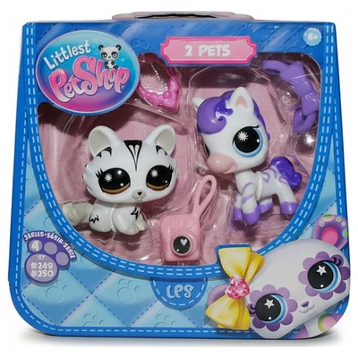 Littlest Pet Shop Series 4 Stylin’ Stripes Pet Pair - Collectible LPS Figures - Image 1 of 3
