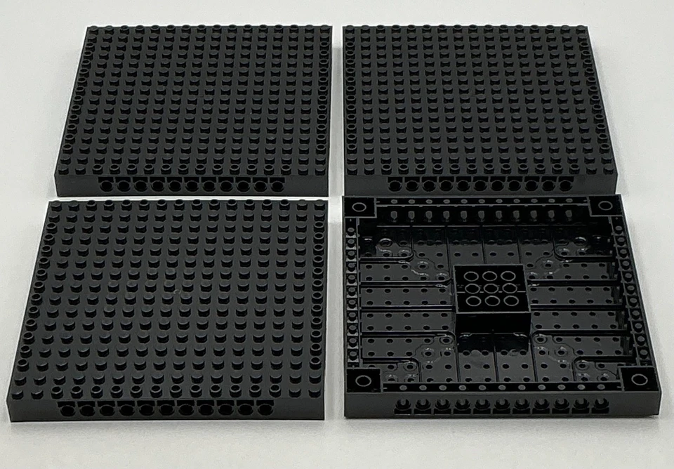 Lego 4 New Black Technic Bricks 16 x 16 x 1 1/3 with Holes 5 x 5 Inches - Image 1 of 1