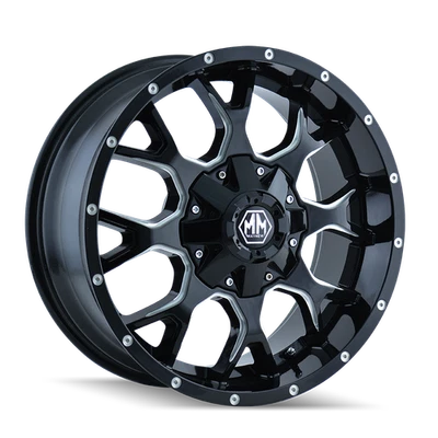 20x9 Mayhem Warrior Black W/Milled Spokes Wheel 5x150/5x5.5 (0mm) - Image 1 of 4
