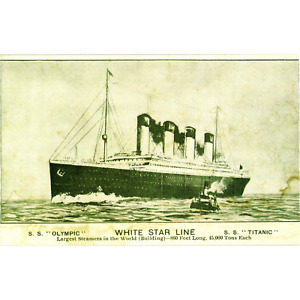 White Star Line S S Olympic S S Titanic Postcard Unposted Marked Repro in Ink